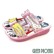 【GREEN PHOENIX】女 拖鞋 厚底 氣墊 真皮 輕量 手縫 壓紋 質感 EU35 粉紅色
