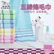 【OKPOLO】台灣製超激五線條色紗吸水毛巾(買六送六)