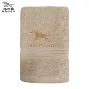 【OKPOLO】台灣製造好馬繡花素色浴巾-2條入(柔順厚實) 淺卡其