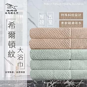 【OKPOLO】台灣製造厚磅希爾頓紋浴巾-4條入(綠青瓷*2+厚奶茶*2)
