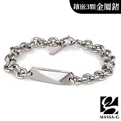 MASSA-G【燦光】金屬鍺錠白鋼圓型手鍊(3個鍺) 銀-17cm