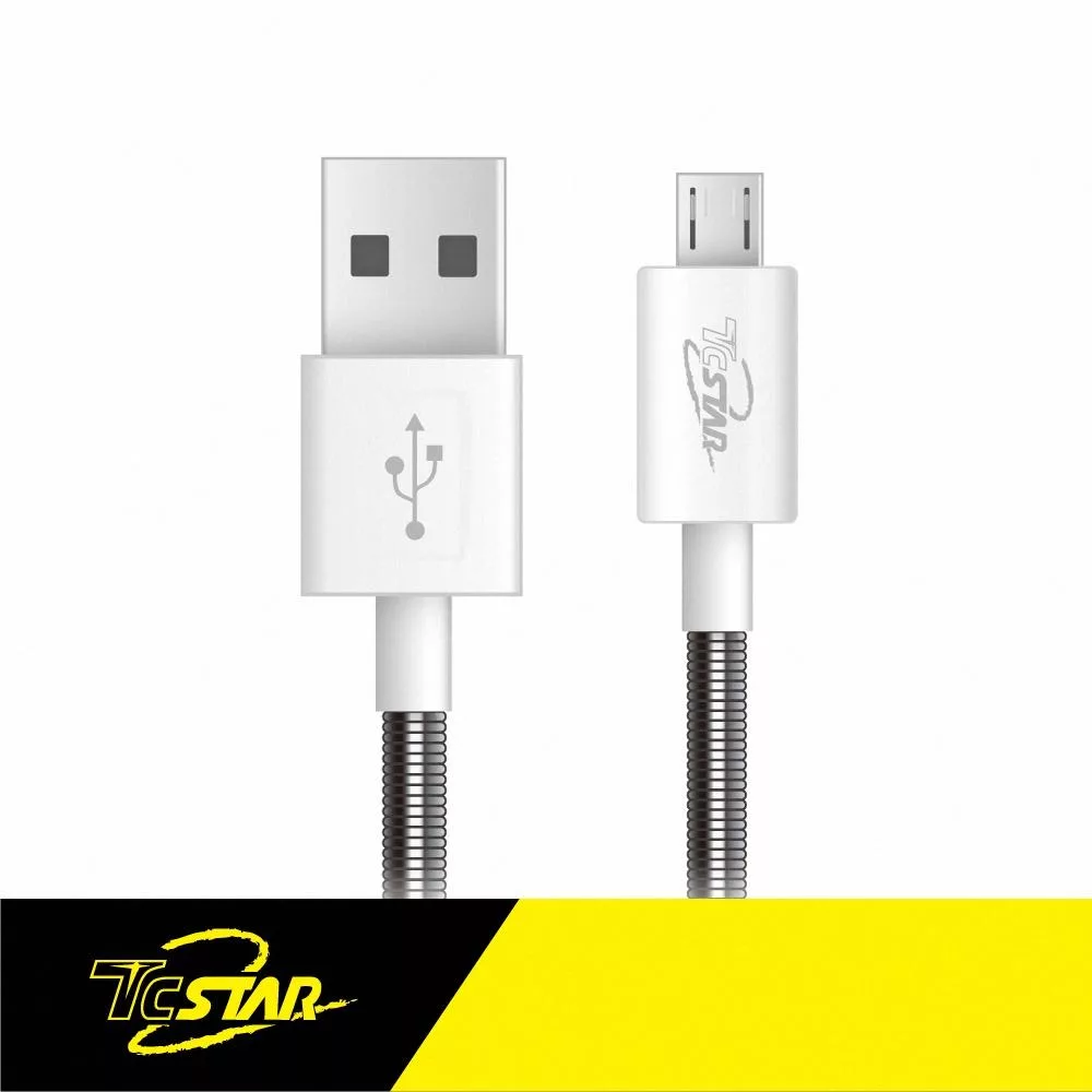 *買一送一*T.C.STAR Micro USB PVC彈簧傳輸線1M TCW-U5100*2 白色 TCW-U5100WE*2