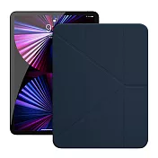 Dapad for iPad Pro 11吋 2021 雙折簡約大方平板保護套附筆槽 深藍