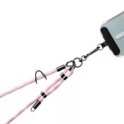 Mr.OC 多功能金屬扣環 8mm手機斜背 背帶掛繩(可調節) -粉白條紋