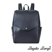 Legato Largo 新版 驚異的輕量化 小法式簡約線條 皮革後背包- 黑色
