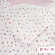 【OKPOLO】台灣製造四層紗雙色連帽包巾-1入(涼爽透氣) 粉色小熊