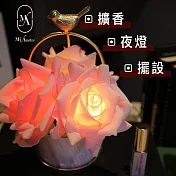 【愛莯】迷你鳥籠花燈系列 粉色大理石花盆(桃.粉紅.維多利亞玫瑰）