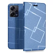GENTEN for 紅米 Note 12 Pro+ 極簡立方磁力手機皮套 藍色