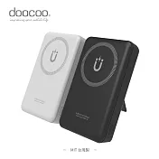 doocoo 10000mAh磁吸無線行動電源 PD+QC 快速充電 數字電量 自帶支架 -黑色