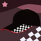 【OKPOLO】賽車格長帽眉透氣帽(舒適透氣) 黑反紅