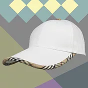 【OKPOLO】經典格紋休閒帽(透氣舒適) 白/格紋