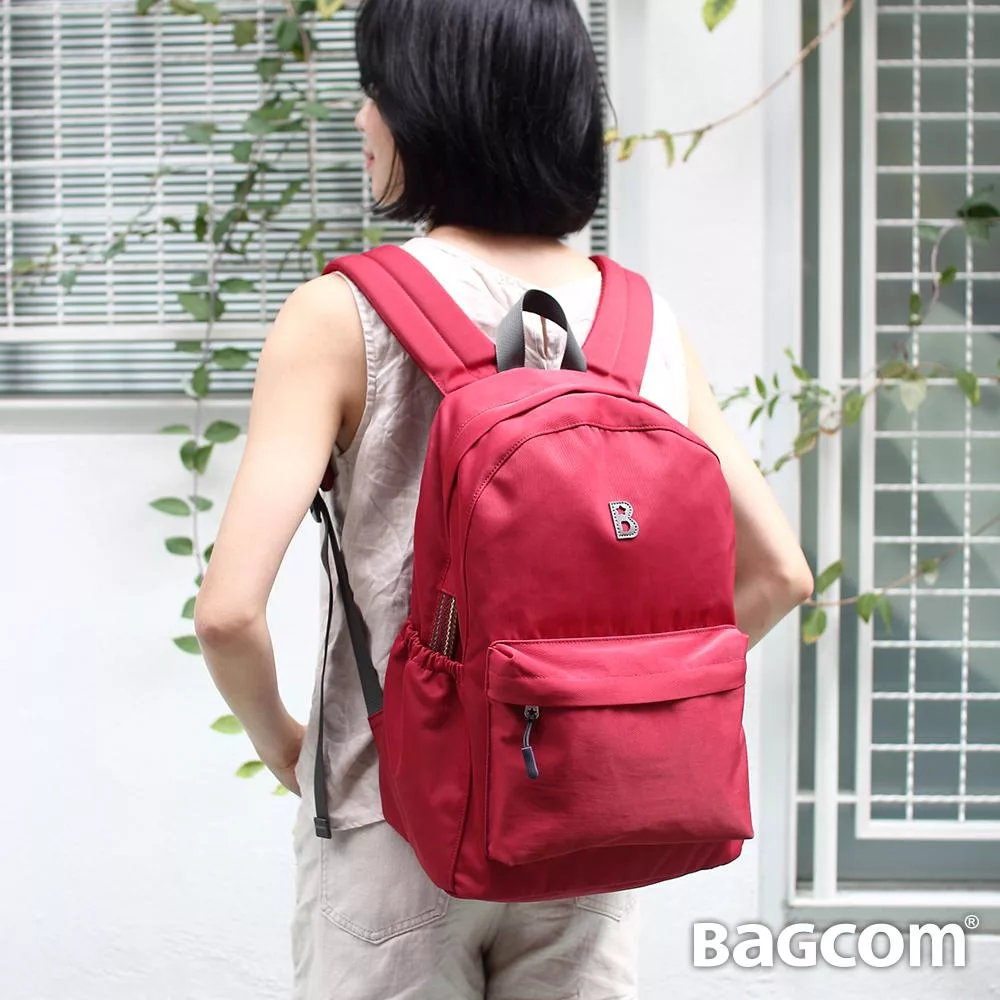 BAGCOM 隨喜抗水收納後背包-搭配斜肩帶+胸扣帶(A4 ok)紅色