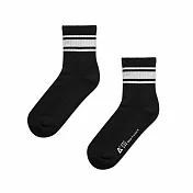 WARX除臭襪 經典條紋中筒襪-黑色配白條 M