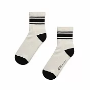 WARX除臭襪 經典條紋中筒襪-米白配黑條 L