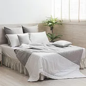 【麗塔寢飾】60支紗精梳棉 雙人加大床包涼被四件組 朵朵奶昔 瓷白+灰綠