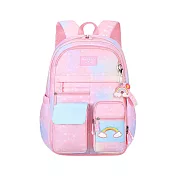 【EZlife】星空亮彩減壓寬背帶學生書包(適合小學1~6年級) 粉色