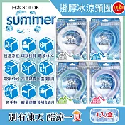 (任選2盒超值組)日本SOLOKI-可重複使用體感降溫約8度保冷掛脖冰涼頸圈1入/盒(大人小孩通用,免手持無結露涼感環) 綠色*1+藍色*1
