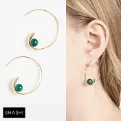 SHASHI 紐約品牌 Jemima 簡約C形耳環 金色孔雀石耳環