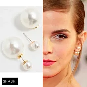 SHASHI 紐約品牌 Double Ball Pearl 優雅雙珍珠耳環 小珍珠X大珍珠