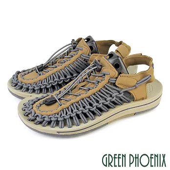 【GREEN PHOENIX】男女 涼鞋 溯溪鞋 手工 編織 水陸 兩棲 戶外 EU35 卡其色