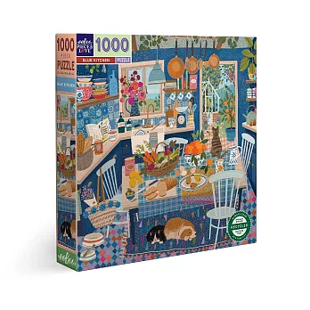 eeBoo 1000片拼圖 - 藍色系廚房 ( Blue Kitchen 1000 Piece Puzzle )