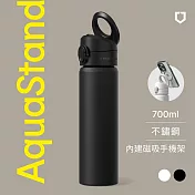 犀牛盾 AquaStand磁吸水壺 - 不鏽鋼保溫杯/保溫瓶 700ml (無吸管) MagSafe兼容支架運動水壺 - 黑色