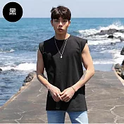 【男人幫】T1636＊台灣製造純棉帥氣無袖T恤 2XL 黑色