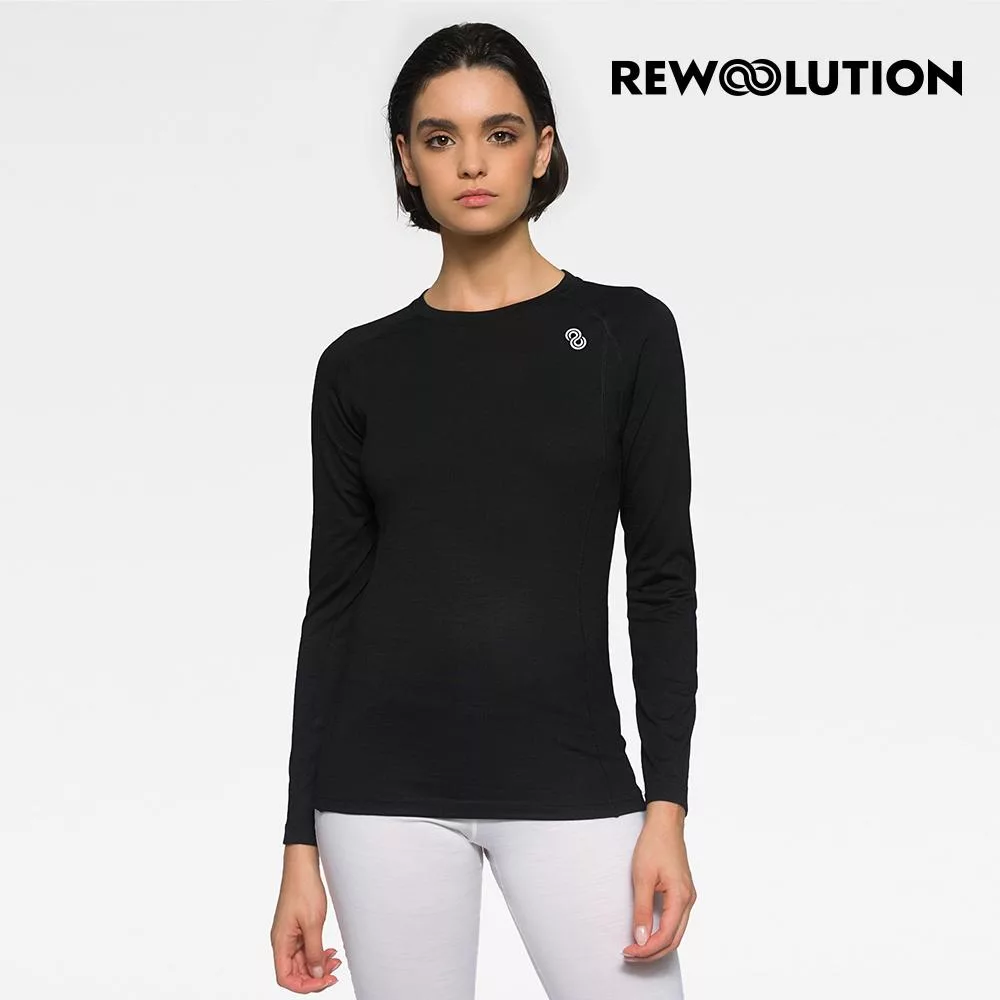 【Rewoolution】女WIKI 190g長袖T恤 XL 黑色
