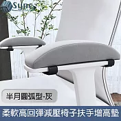 UniSync 柔軟高回彈減壓半月圓弧形辦公椅子扶手增高墊 灰