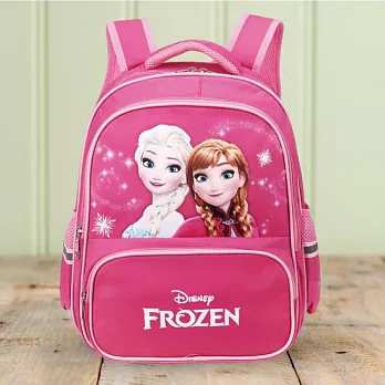 【迪士尼 Disney】卡通透氣減壓護脊後背兒童書包 冰雪粉色