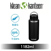 【美國Klean Kanteen】寬口環蓋不鏽鋼瓶-1182ml沉穩黑