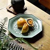 【Homely Zakka】日式復古浮雕花鳥陶瓷餐盤/西餐盤/牛排盤_小款 復古綠