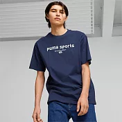 PUMA 流行系列P.Team圖樣 男短袖上衣-藍-62131615 L 藍色