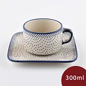 波蘭陶 純淨物語系列 方形咖啡杯盤組 300ml 波蘭手工製