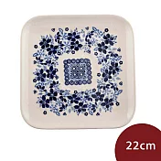 波蘭陶 蔚藍花語系列 正方形淺盤 22cm 波蘭手工製