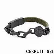 【Cerruti 1881】限量2折 義大利經典不鏽鋼皮革手環 全新專櫃展示品(CB6204 墨綠色)