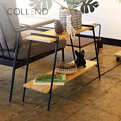 【日本COLLEND】IRON 實木鋼製雙層置物架- 淺棕
