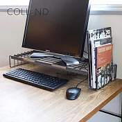 【日本COLLEND】WIRE 鋼製多功能螢幕鍵盤收納架(附側邊雜誌架)