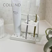 【日本COLLEND】鋼製4格牙刷置物架(附珪藻土墊)- 極簡白