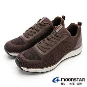 MOONSTAR 輕量3E寬楦透氣健走飛織休閒鞋 JP26 深咖啡