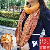 Seoul Show首爾秀 荼蘼花語 棉質編織保暖圍巾披肩  金秋黃