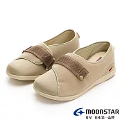 MOONSTAR Pastel 輕量寬楦安全介護鞋 JP25 卡其