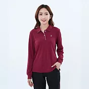 【遊遍天下】MIT台灣製女款環保紗抗UV吸濕排汗機能長袖POLO衫 (GL1022) 暗紅 L 暗紅