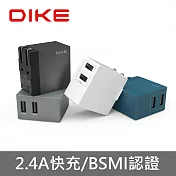 DIKE  2.4A大電流 多色選擇2孔旅充 DAT320GY