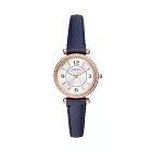 FOSSIL 古典佳人時尚腕錶-玫瑰金X藍