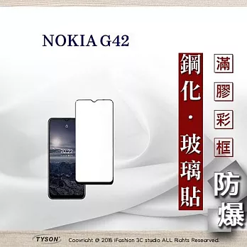 Nokia G42 2.5D滿版滿膠 彩框鋼化玻璃保護貼 9H 鋼化玻璃 9H 0.33mm 黑邊