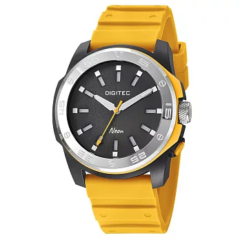 DIGITEC 數碼科技 DN-5181T 霓虹繽紛顏色穿搭三針手錶 燦爛黃