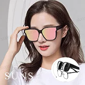 【SUNS】寶麗來偏光太陽眼鏡 芭比粉(可套式) 男女適用 台灣製 抗UV400 防眩光