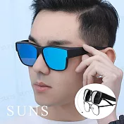 【SUNS】寶麗來偏光太陽眼鏡 活潑藍(可套式) 男女適用 台灣製 抗UV400 防眩光