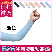 AQUA.X-超涼感冰絲防曬袖套-無指孔款(勁涼戶外運動版) 粉藍